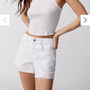 White High Waisted Denim Shorts